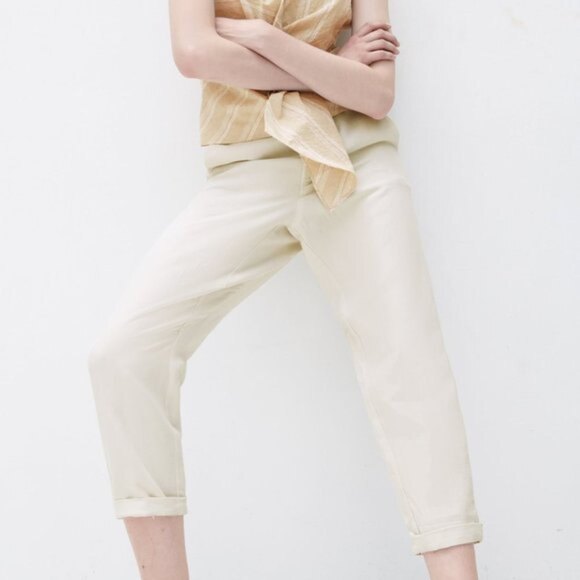 Cream Zara Linen Blend Pants (NWT) - Picture 3 of 10